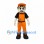 Worker Mascot Costume with Orange Cap and Overalls