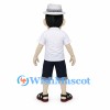 Man Mascot Costume with White Hat and Black Shorts
