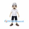Man Mascot Costume with White Hat and Black Shorts
