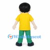 Boy Mascot Costume with Black Hair and Yellow T-Shirt