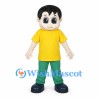 Boy Mascot Costume with Black Hair and Yellow T-Shirt