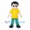 Boy Mascot Costume with Black Hair and Yellow T-Shirt