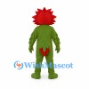 Flower Mascot Costume with Red Petals and Green Leaf Body