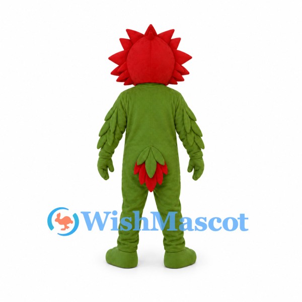 Flower Mascot Costume with Red Petals and Green Leaf Body