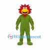 Flower Mascot Costume with Red Petals and Green Leaf Body