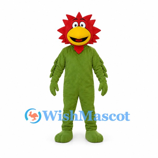 Flower Mascot Costume with Red Petals and Green Leaf Body