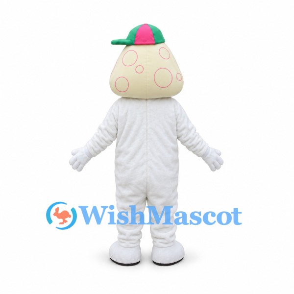 Mushroom Mascot Costume in White with Colorful Cap