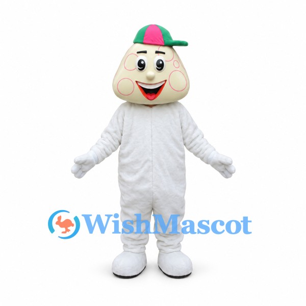 Mushroom Mascot Costume in White with Colorful Cap