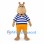 Hippo Mascot Costume with Blue Striped Shirt and Orange Shorts