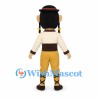 Man Mascot Costume with Black Hat, Braids and Yellow Trousers