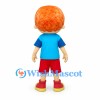 Boy Mascot Costume with Orange Curly Hair and Red Glasses