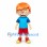 Boy Mascot Costume with Orange Curly Hair and Red Glasses