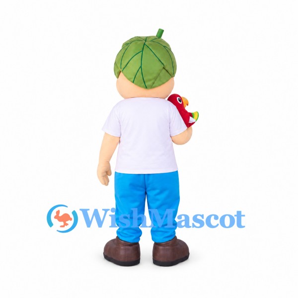 Boy Mascot Costume with Green Leaf Hat and Apple