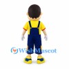 Boy Mascot Costume with Yellow Shirt and Navy Overalls