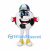 Soccer Ball Mascot Costume with Striped Cap and Yellow Shoes
