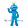 Robot Mascot Costume in Blue with Yellow Antenna