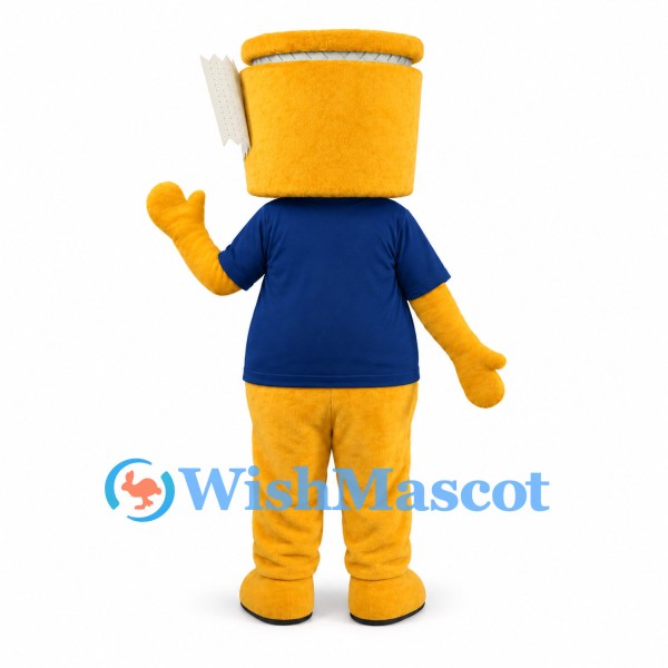 Bucket Mascot Costume in Yellow with Navy T-Shirt