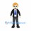 Businessman Mascot Costume with Black Suit and Blue Tie