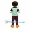 Man Mascot Costume with Brown Hair and Green Shirt