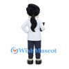 Teacher Mascot Costume with Glasses and Red Tie
