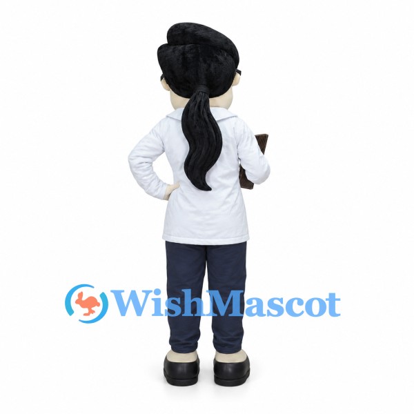 Teacher Mascot Costume with Glasses and Red Tie