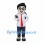 Teacher Mascot Costume with Glasses and Red Tie