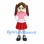 Schoolgirl Mascot Costume with Pigtails and Red Skirt