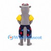 Otter Mascot Costume with Yellow Sleeves and Patterned Swim Shorts