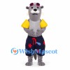 Otter Mascot Costume with Yellow Sleeves and Patterned Swim Shorts