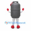 Gas Cylinder Mascot Costume in Gray with Red Bow