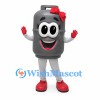 Gas Cylinder Mascot Costume in Gray with Red Bow