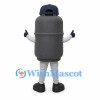 Gas Cylinder Mascot Costume in Gray with Navy Cap