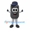 Gas Cylinder Mascot Costume in Gray with Navy Cap