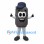 Gas Cylinder Mascot Costume in Gray with Navy Cap