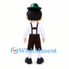 Boy Mascot Costume with Green Hat, Yellow Glasses and Suspenders