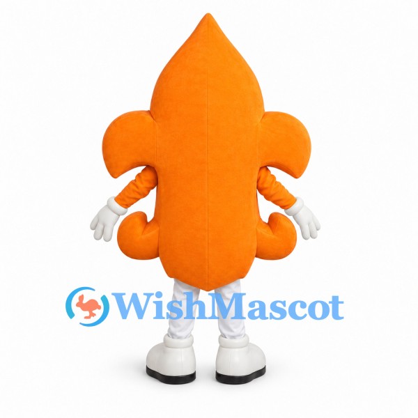 Fleur-de-Lis Mascot Costume in Orange with White Hands
