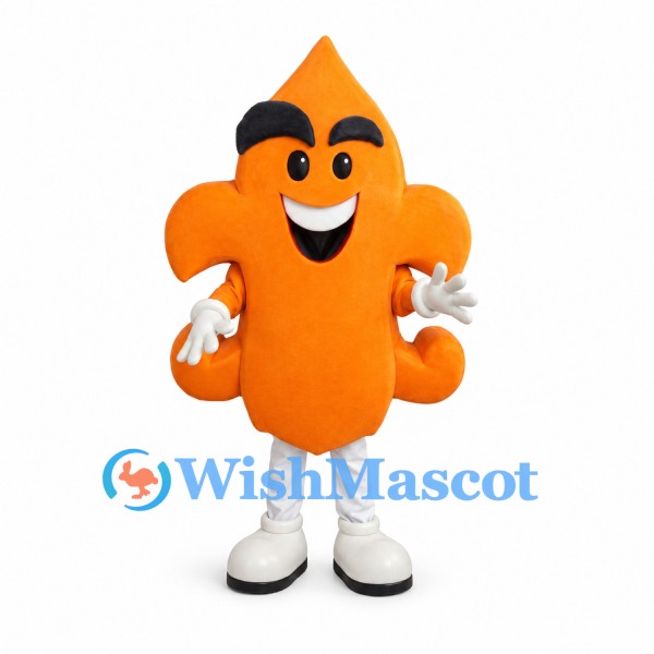 Fleur-de-Lis Mascot Costume in Orange with White Hands