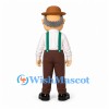 Man Mascot Costume with Brown Hat and Green Suspenders