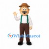 Man Mascot Costume with Brown Hat and Green Suspenders