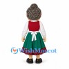 Woman Mascot Costume with Curly Gray Hair and White Apron