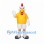 Rooster Mascot Costume in White with Yellow T-Shirt