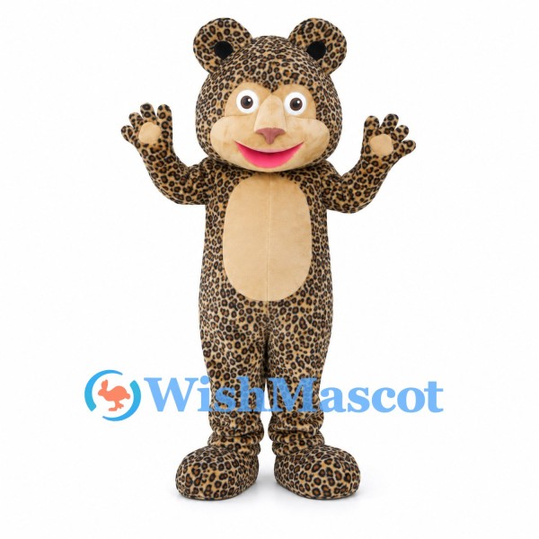 Leopard Mascot Costume with Spotted Fur and Round Ears