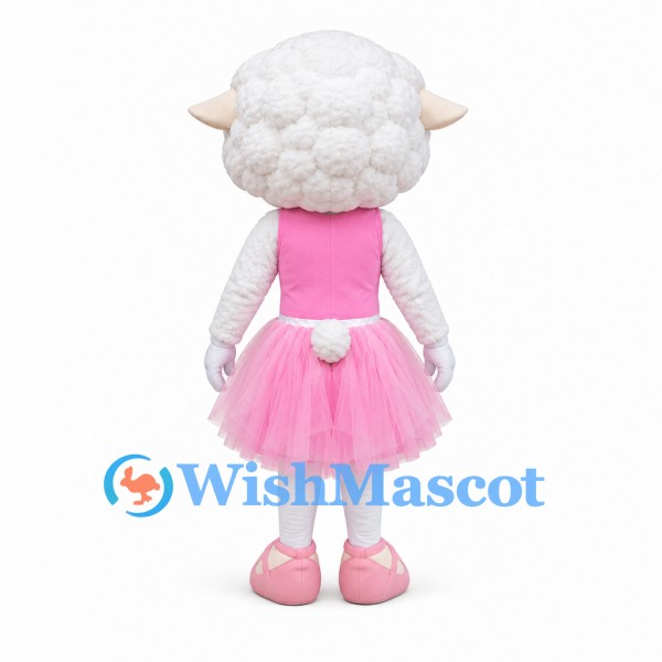 Sheep Mascot Costume with Pink Tutu and Flower Crown