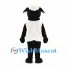 Sheep Mascot Costume in Black and White with Cream Belly