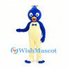 Penguin Mascot Costume in Blue and Cream with Propeller Cap