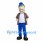 Man Mascot Costume with Blue Cap and Plaid Shirt