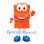 Rectangle Mascot Costume in Orange with Blue Belt and Shoes