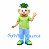 Boy Mascot Costume with Green Spiky Hair and Green T-Shirt