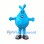 Blue Monster Mascot Costume with Teardrop Body and Long Arms