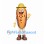 Hot Dog Mascot Costume with Straw Hat and Red Scarf